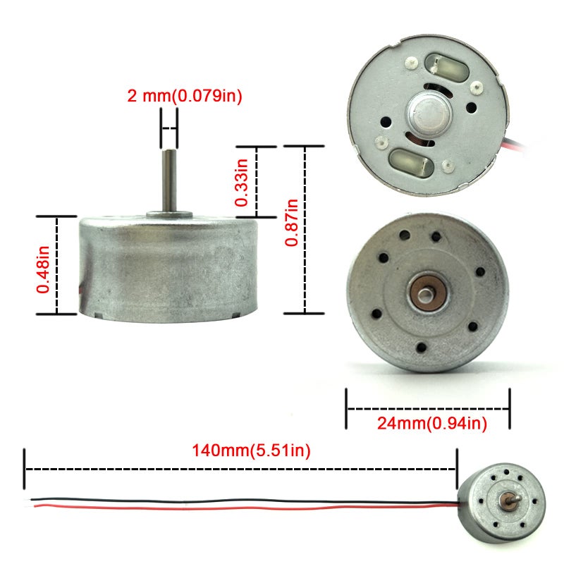 EUDAX Mini Generator Motors 3V-12V DC Motor Electric Motor for DIY Toys Wind Turbine Generator Hand Cranked Power Generator Model (Plastic Motor Holder) - Image 2